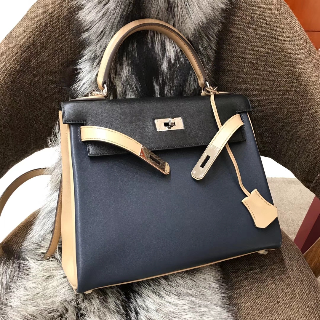 HERMES 爱马仕 Kelly走秀款 swift三色配 28cm
