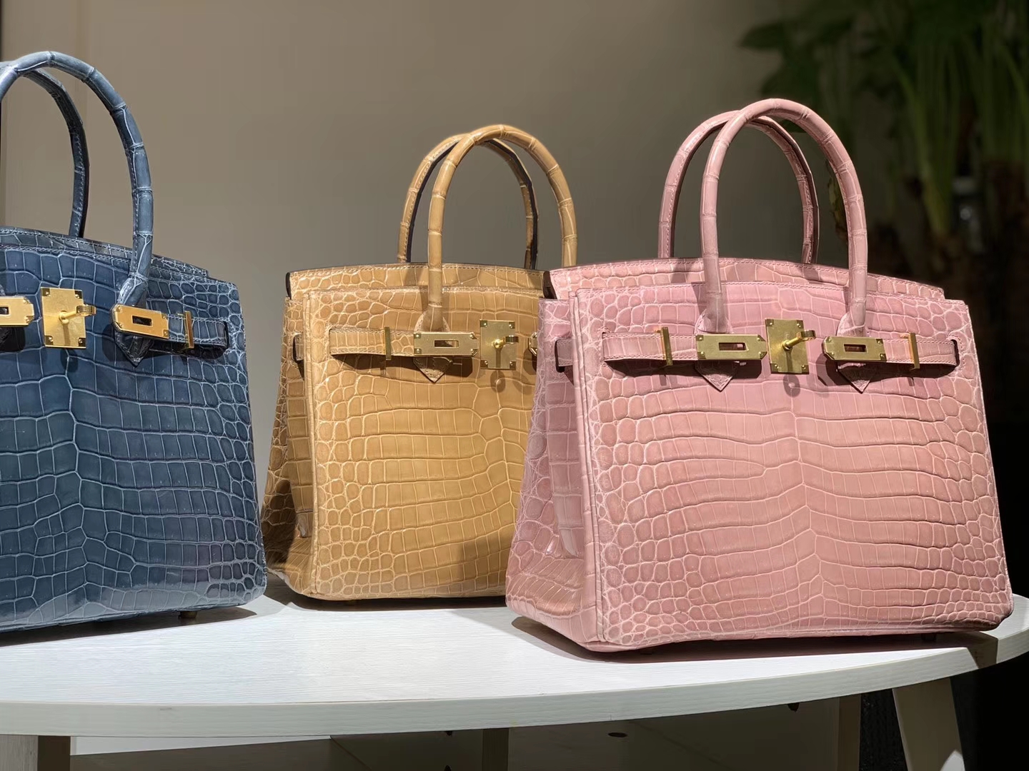 HERMES 爱马仕 Brikin 30cm 鳄鱼皮 玫瑰粉