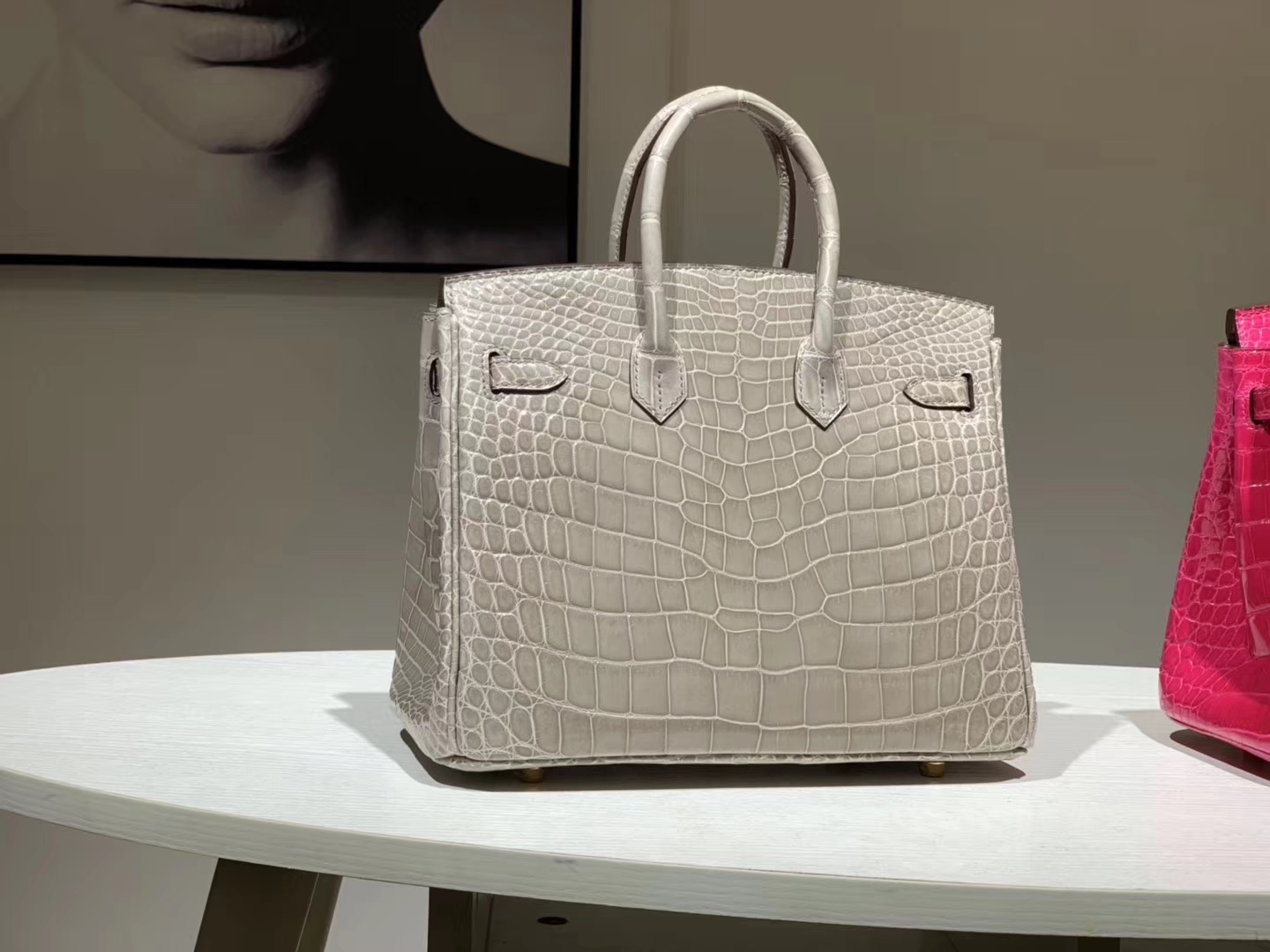 HERMES 爱马仕 Brikin 30cm 鳄鱼皮 珍珠灰