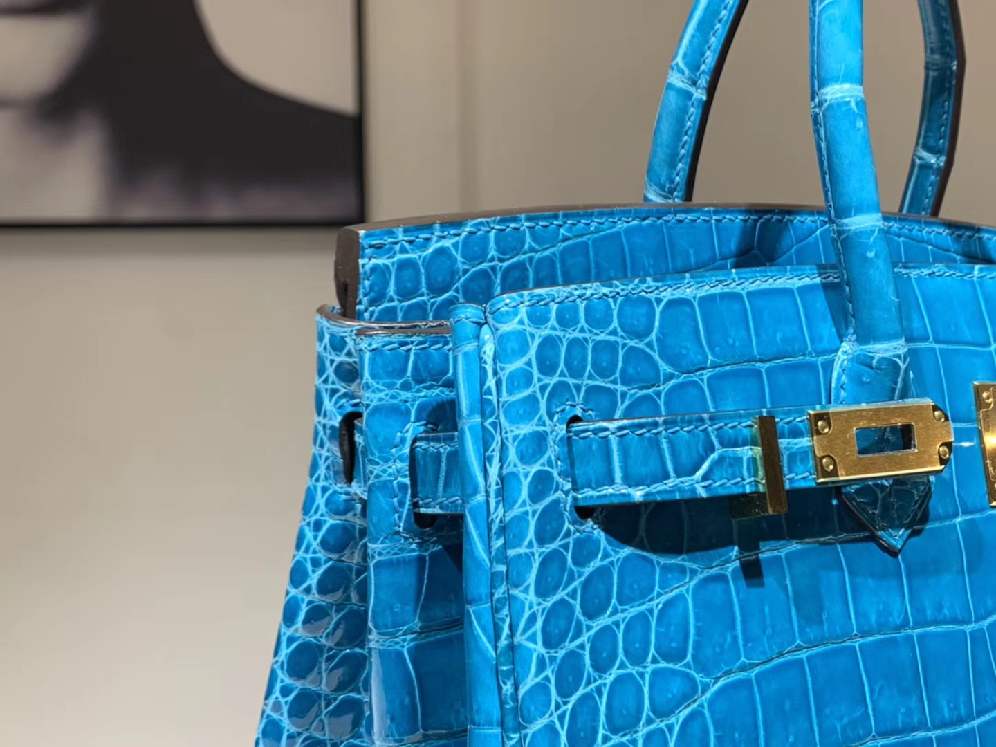 HERMES 爱马仕 Brikin 25cm 鳄鱼皮 湖水蓝 现货