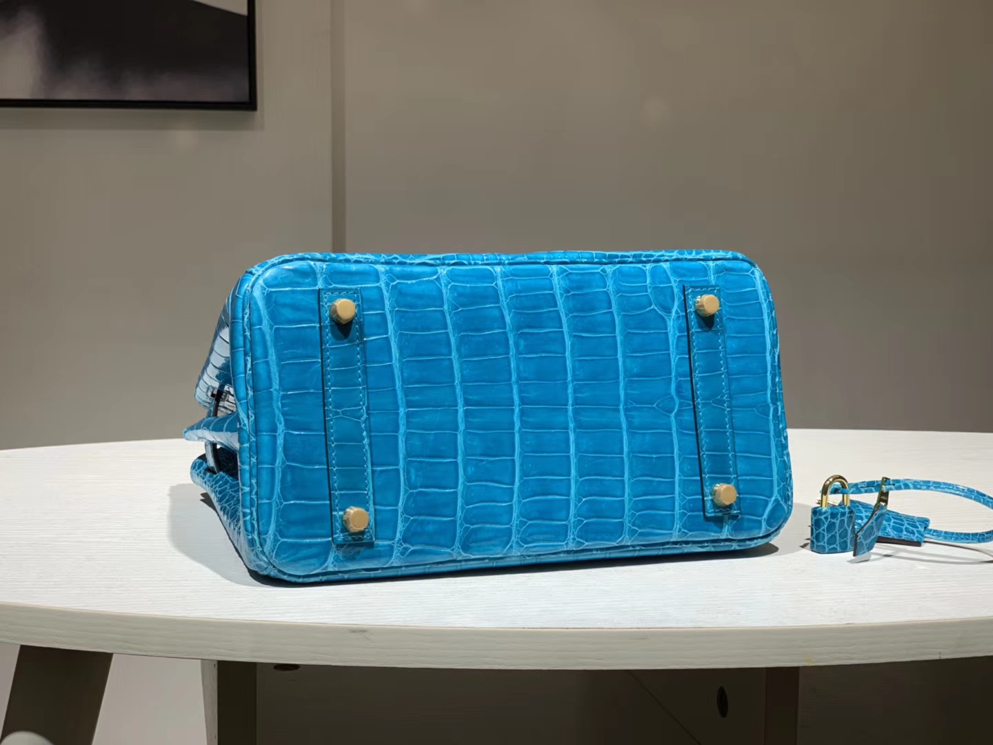 HERMES 爱马仕 Brikin 25cm 鳄鱼皮 湖水蓝 现货