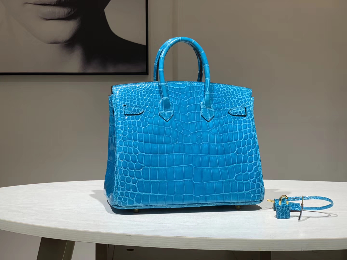 HERMES 爱马仕 Brikin 25cm 鳄鱼皮 湖水蓝 现货
