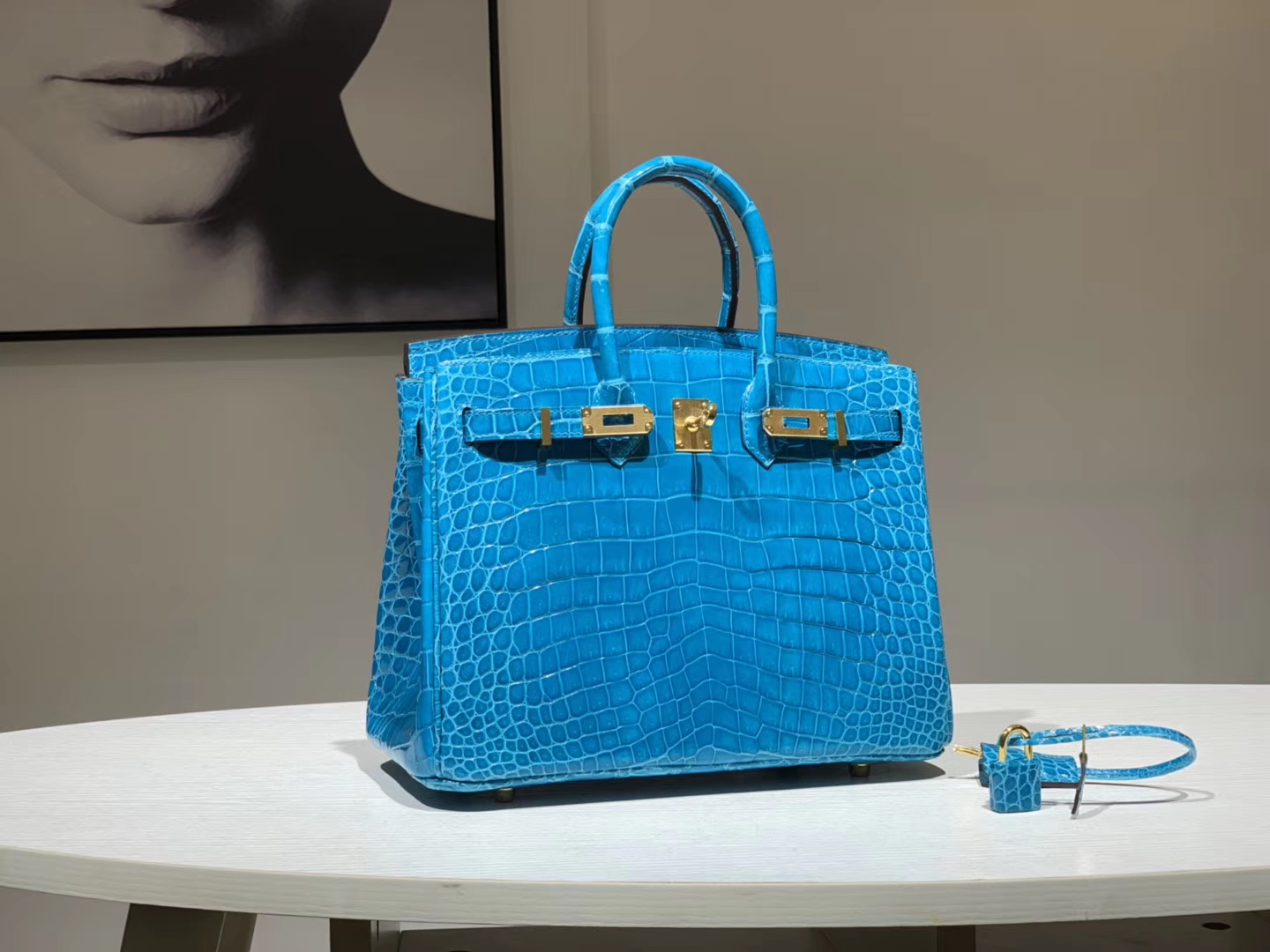 HERMES 爱马仕 Brikin 25cm 鳄鱼皮 湖水蓝 现货
