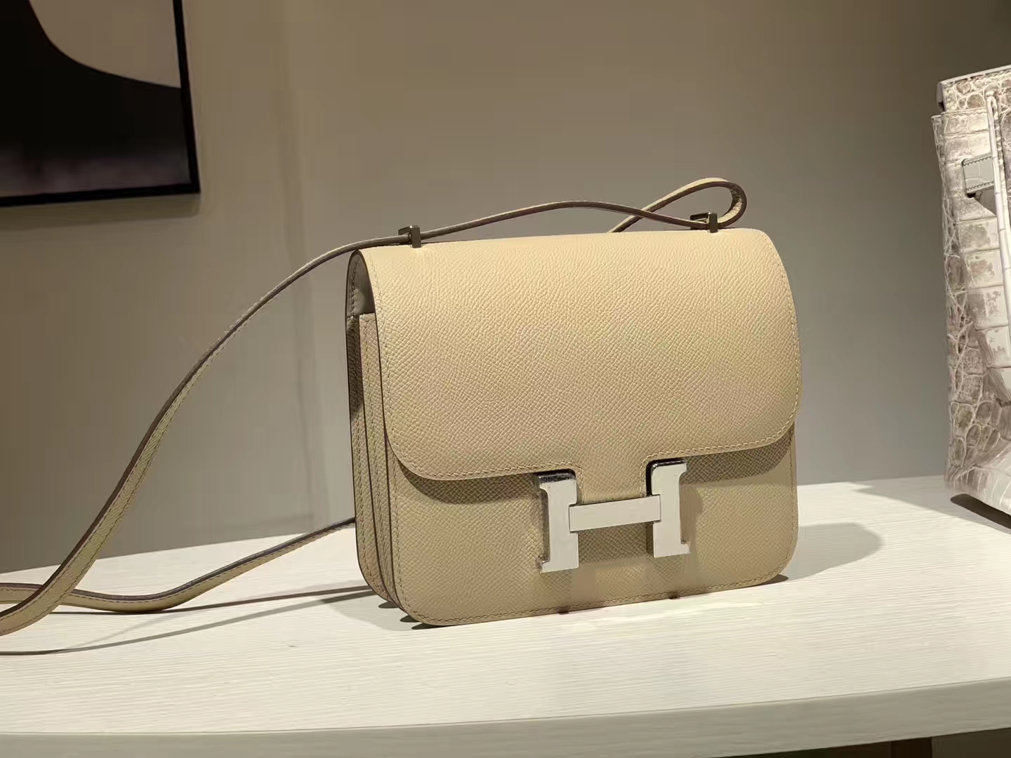 HERMES 爱马仕 空姐包 Constance 18cm 24cm Epsom 风衣灰