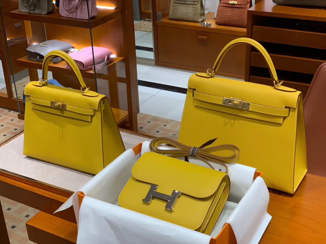 HERMES 爱马仕 空姐包 Constance 18cm 24cm 太阳黄