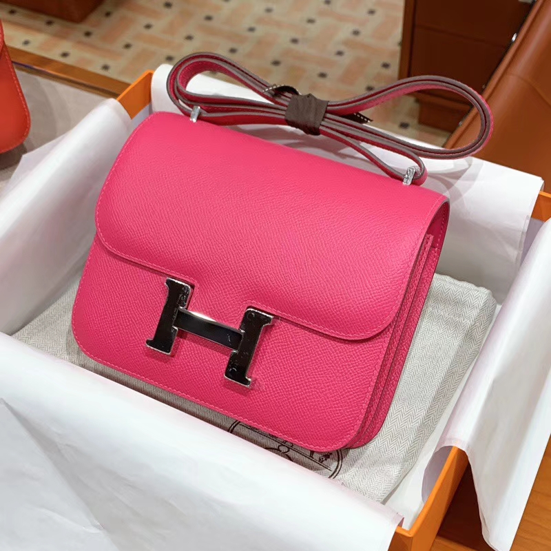 HERMES 爱马仕 空姐包 Constance 18cm 24cm 玫红