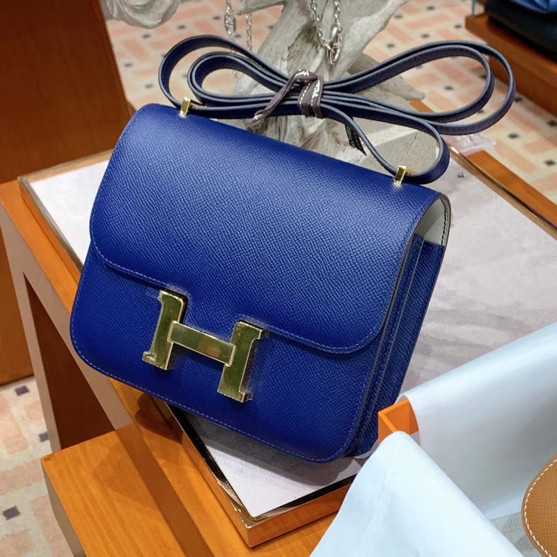 HERMES 爱马仕 空姐包 Constance 18cm 24cm 电光蓝