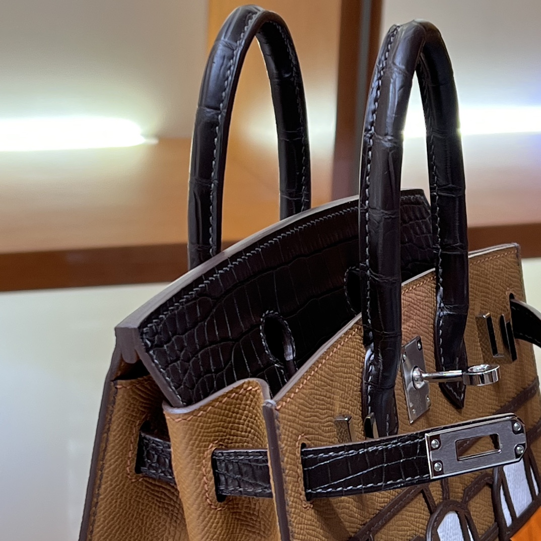 HERMES 爱马仕 Birkin 小房子 CK37 金棕色 Alligator 美洲鳄 进口蜜蜡线 全手工制作-铂金女王 HERMES 爱马仕 Birkin 小房子 CK37 金棕色 Alligator 美洲鳄 进口蜜蜡线 全手工制作