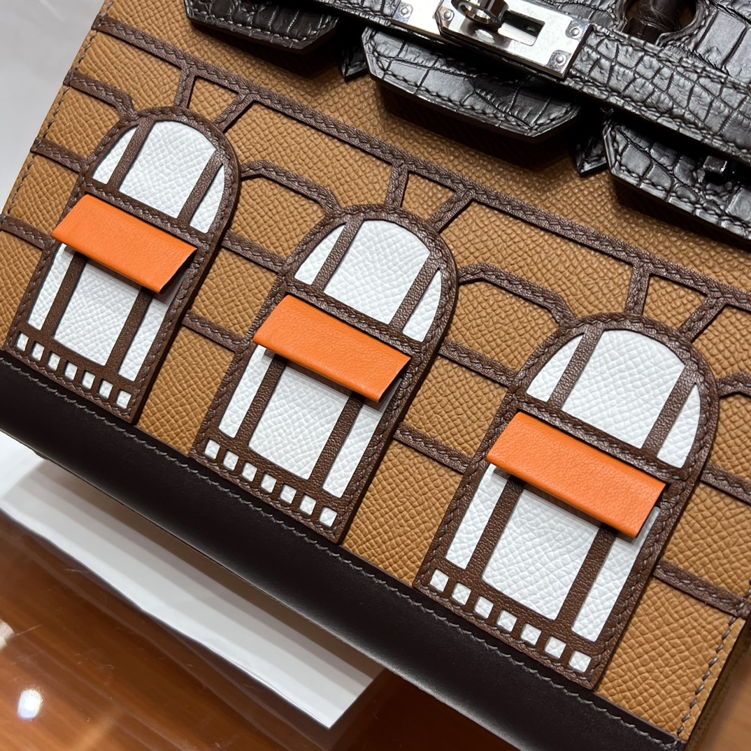 HERMES 爱马仕  Birkin 小房子 CK37 金棕色 Alligator 美洲鳄 进口蜜蜡线 全手工制作