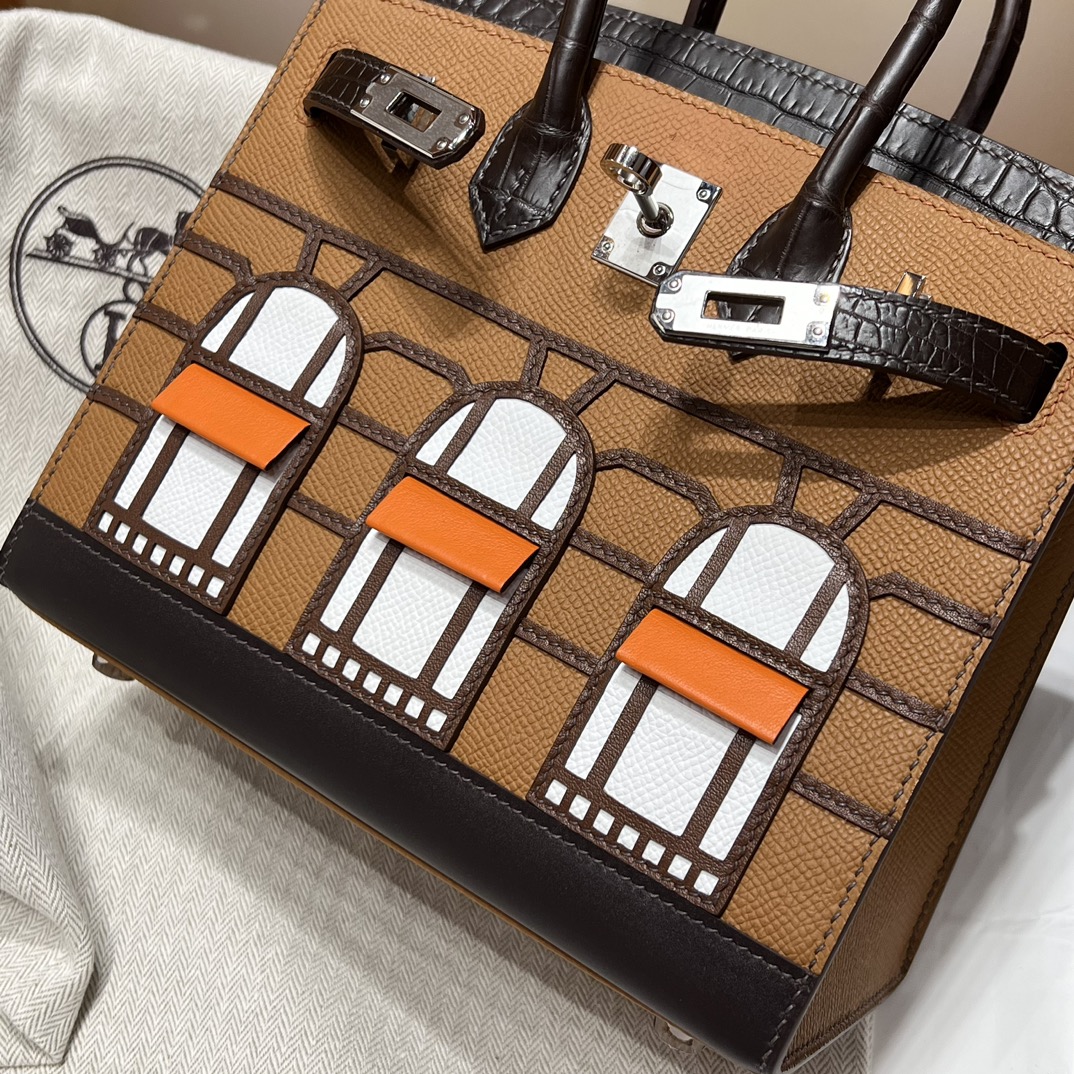 HERMES 爱马仕  Birkin 小房子 CK37 金棕色 Alligator 美洲鳄 进口蜜蜡线 全手工制作