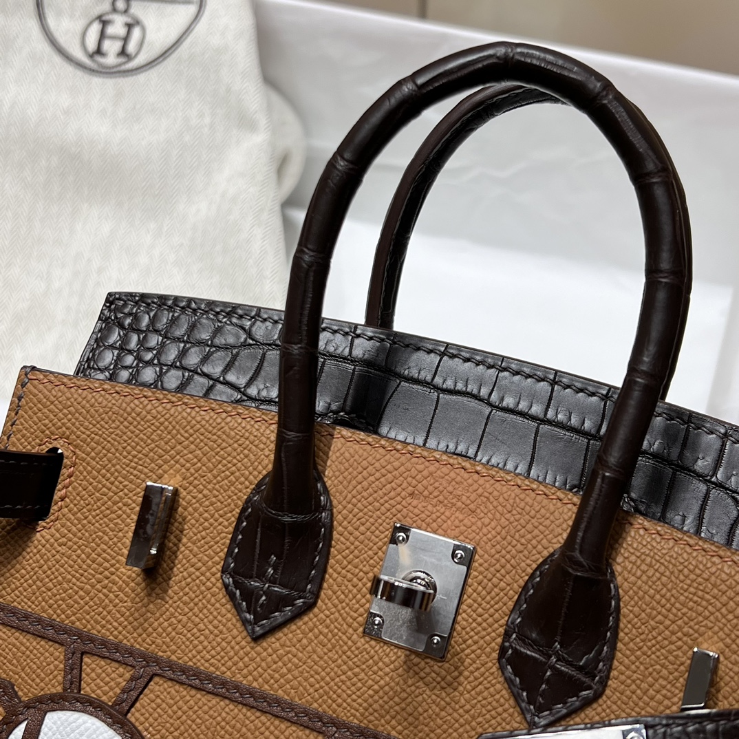 HERMES 爱马仕  Birkin 小房子 CK37 金棕色 Alligator 美洲鳄 进口蜜蜡线 全手工制作