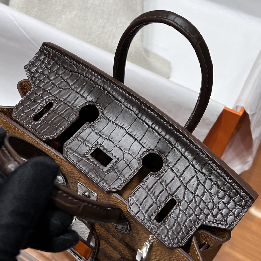 HERMES 爱马仕  Birkin 小房子 CK37 金棕色 Alligator 美洲鳄 进口蜜蜡线 全手工制作