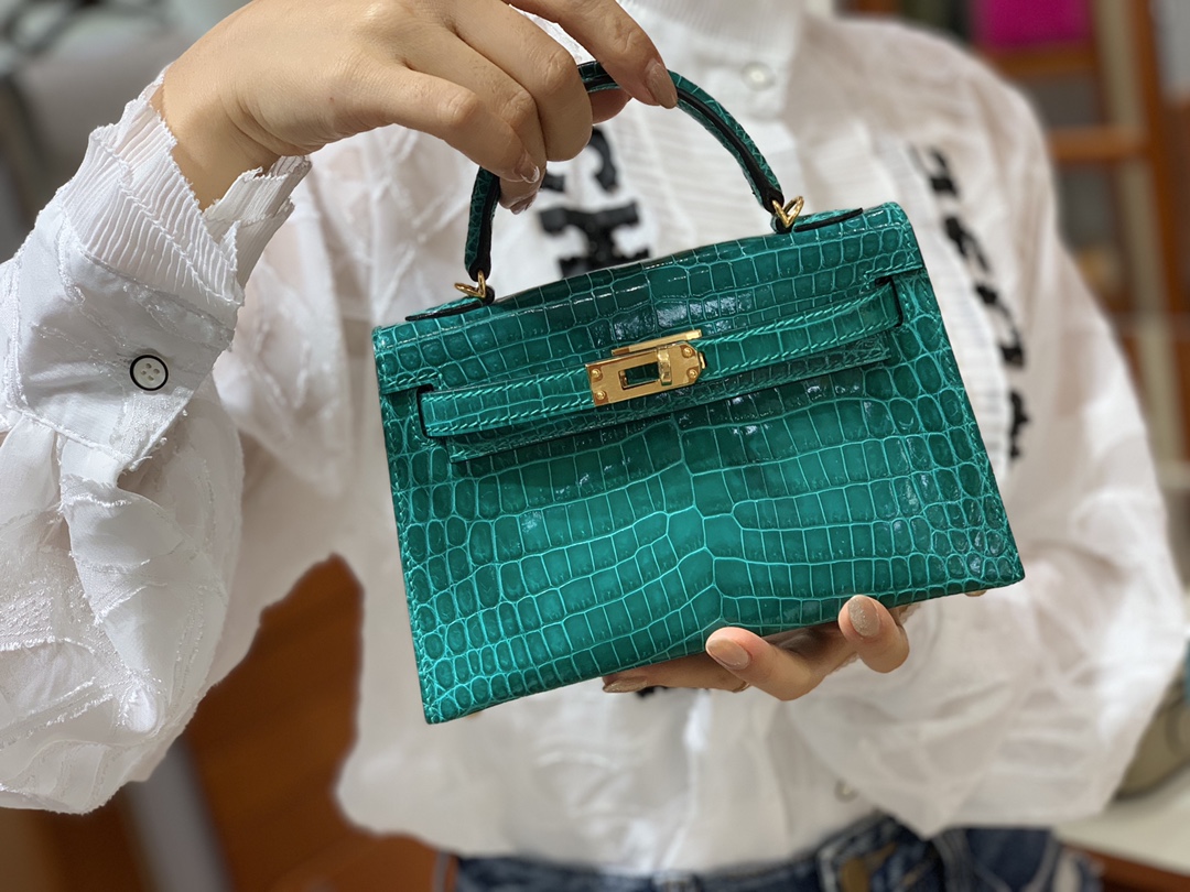 HERMES 爱马仕女包 迷你凯莉 MiniKelly二代 19cm 翡翠绿  现货