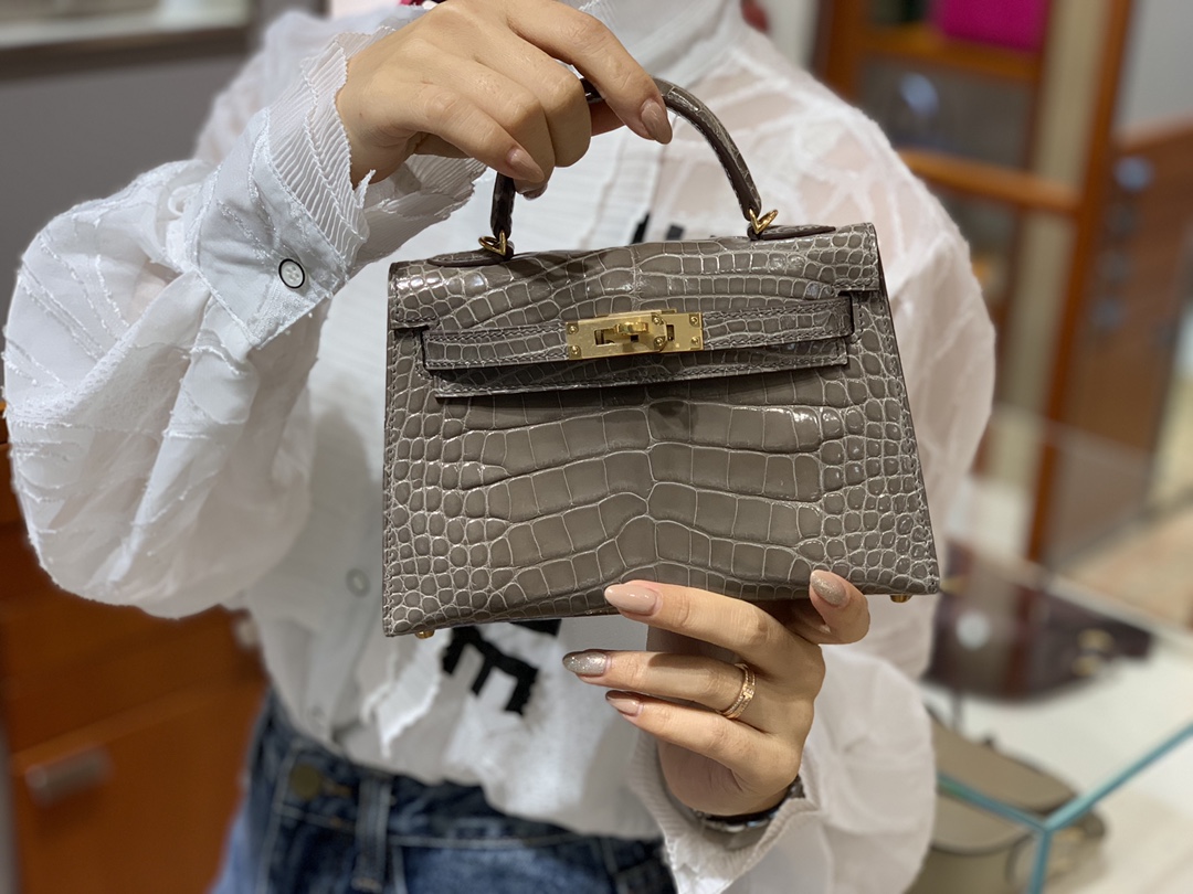 爱马仕中国官网 HERMES 迷你凯莉 MiniKelly二代 19cm 沥青灰 现货