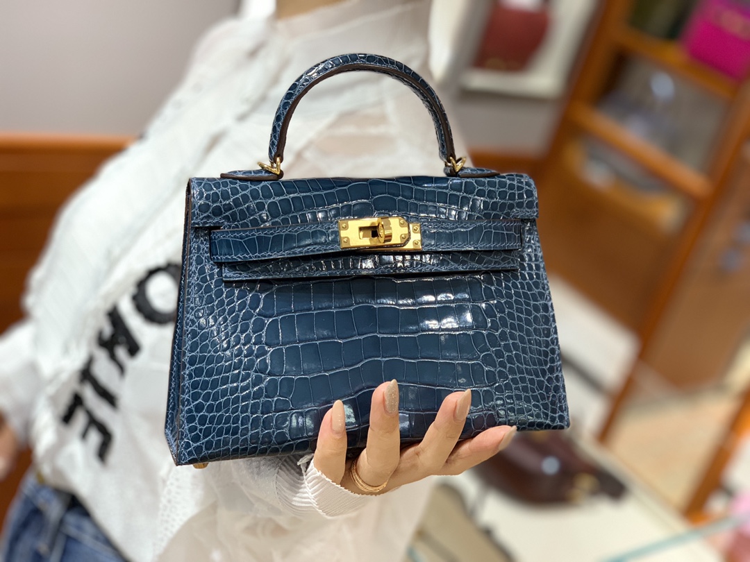 HERMES 爱马仕女包 迷你凯莉 MiniKelly二代 19cm 鸭子蓝  现货