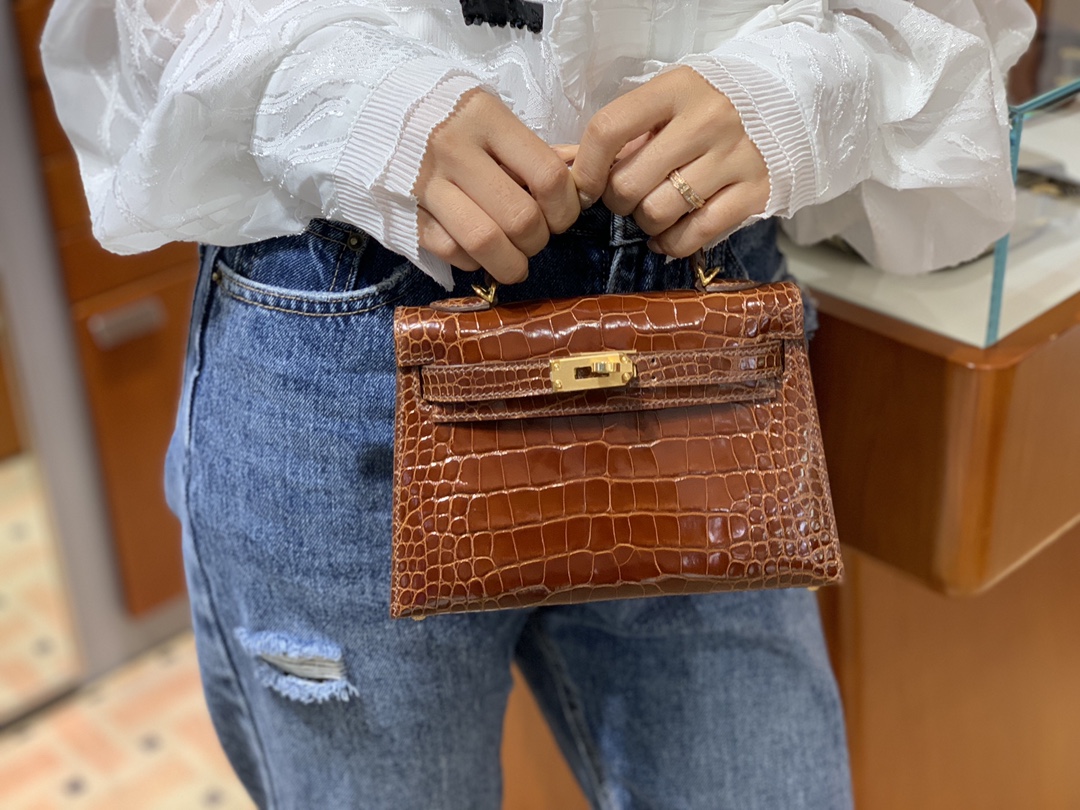 爱马仕中国官网 HERMES 迷你凯莉 MiniKelly二代 19cm 焦糖棕 现货