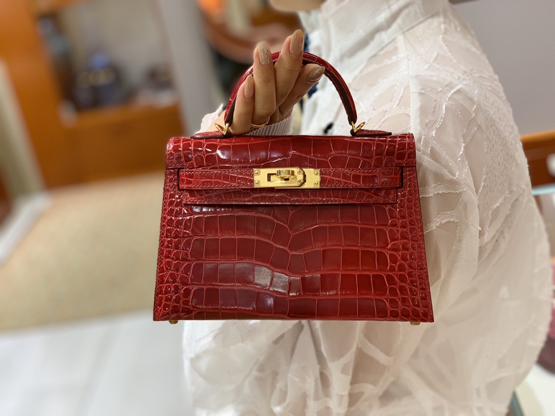 爱马仕中国官网 HERMES 迷你凯莉 MiniKelly二代 19cm 国旗红 现货