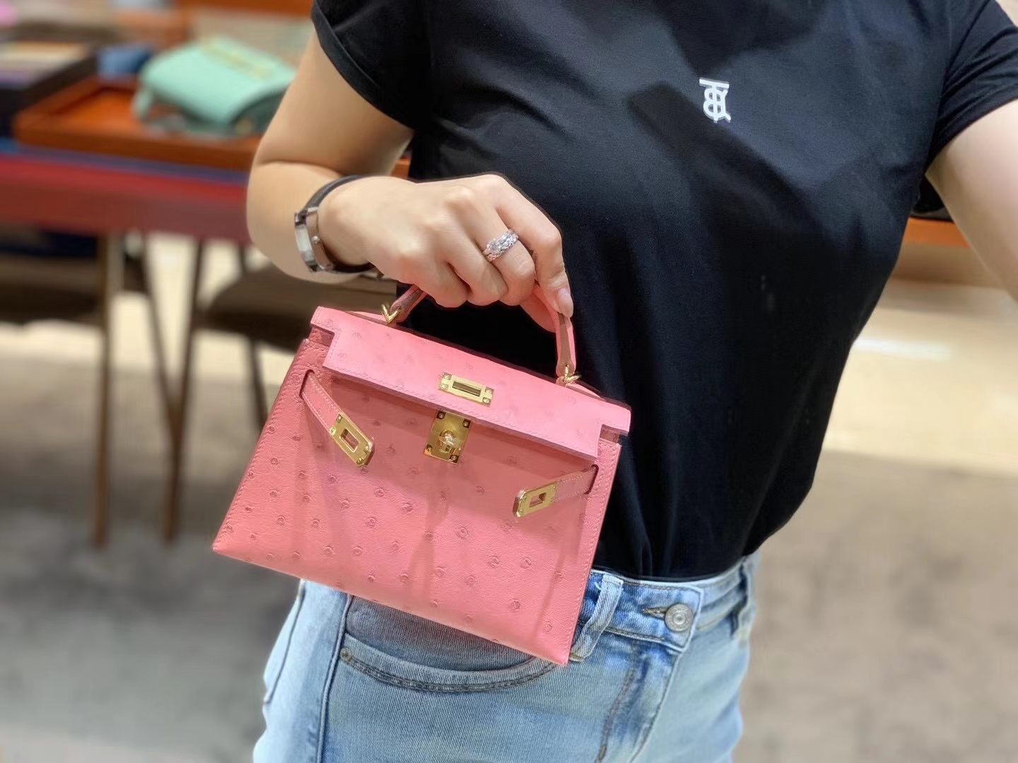 爱马仕包包官网 HERMES 爱马仕 Kelly Mini 20 二代小凯利南非KK级鸵鸟皮