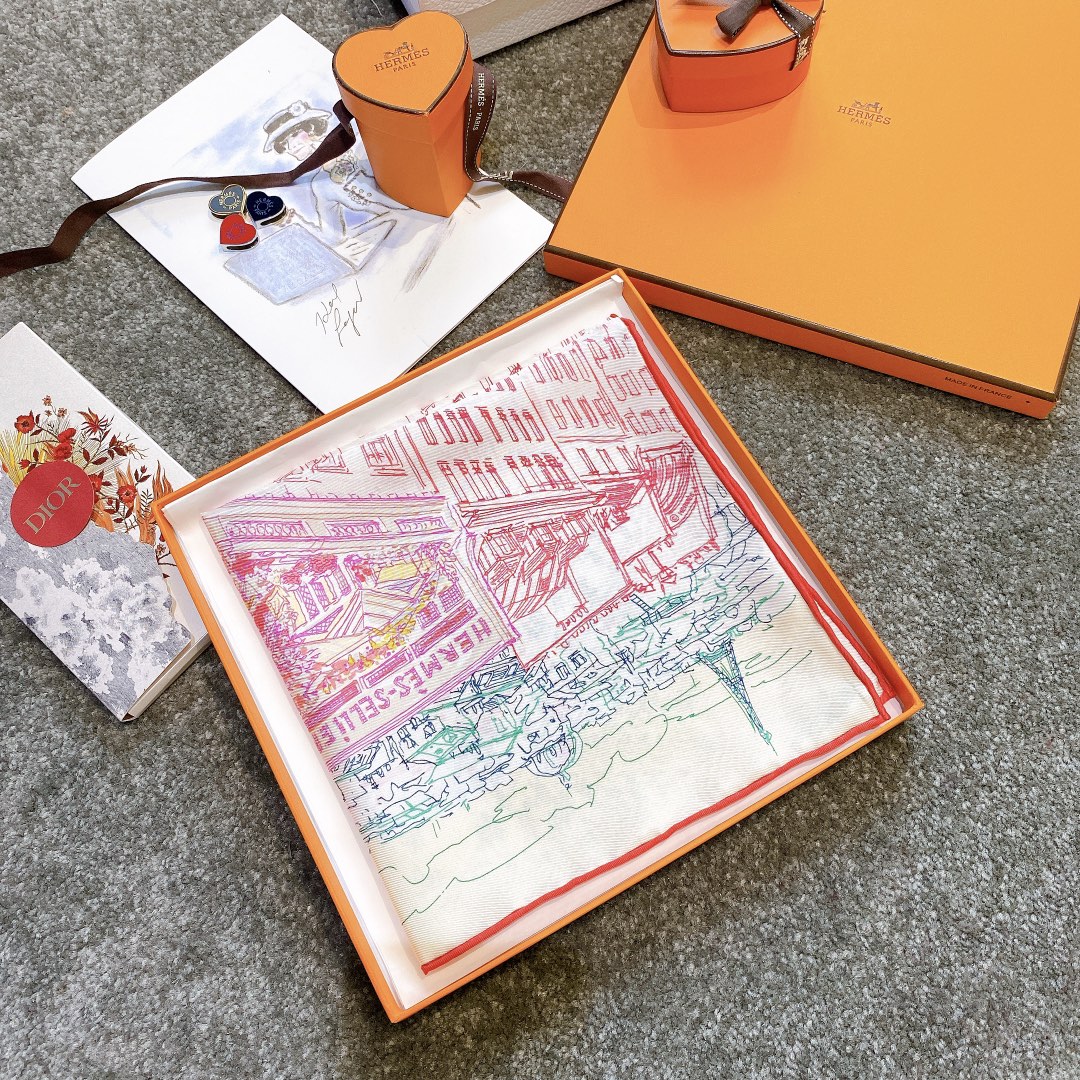 HERMES 《屋顶花园》45x45cm 小方巾 红色-铂金女王 HERMES 《屋顶花园》45x45cm 小方巾 红色