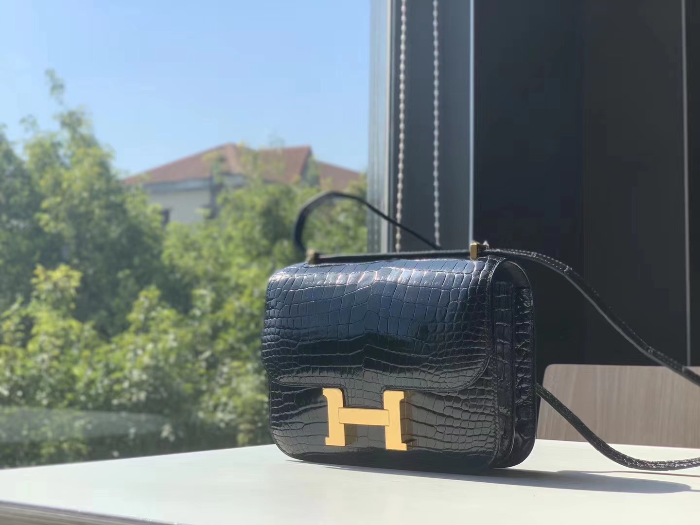HERMES 康康 空姐包 Constance 鳄鱼 金扣 银扣 可接受定制 黑色-铂金女王 HERMES 康康 空姐包 Constance 鳄鱼 金扣 银扣 可接受定制 黑色