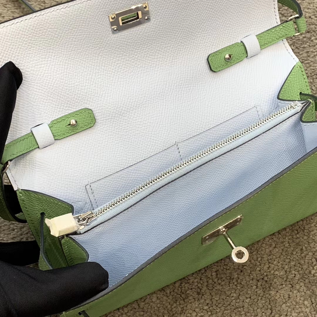 HERMES Kelly Classique To Go 长肩带钱包 Epsom皮 牛油果绿 现货-铂金女王 HERMES Kelly Classique To Go 长肩带钱包 Epsom皮 牛油果绿 现货