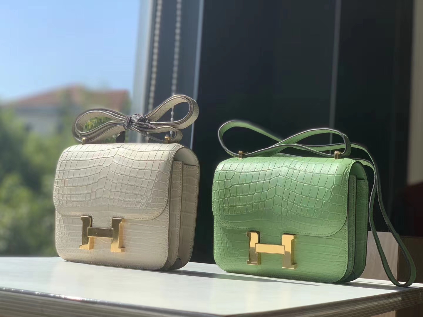 HERMES 康康 空姐包 Constance 鳄鱼 金扣 银扣 可接受定制 牛油果绿 奶昔白-铂金女王 HERMES 康康 空姐包 Constance 鳄鱼 金扣 银扣 可接受定制 牛油果绿 奶昔白