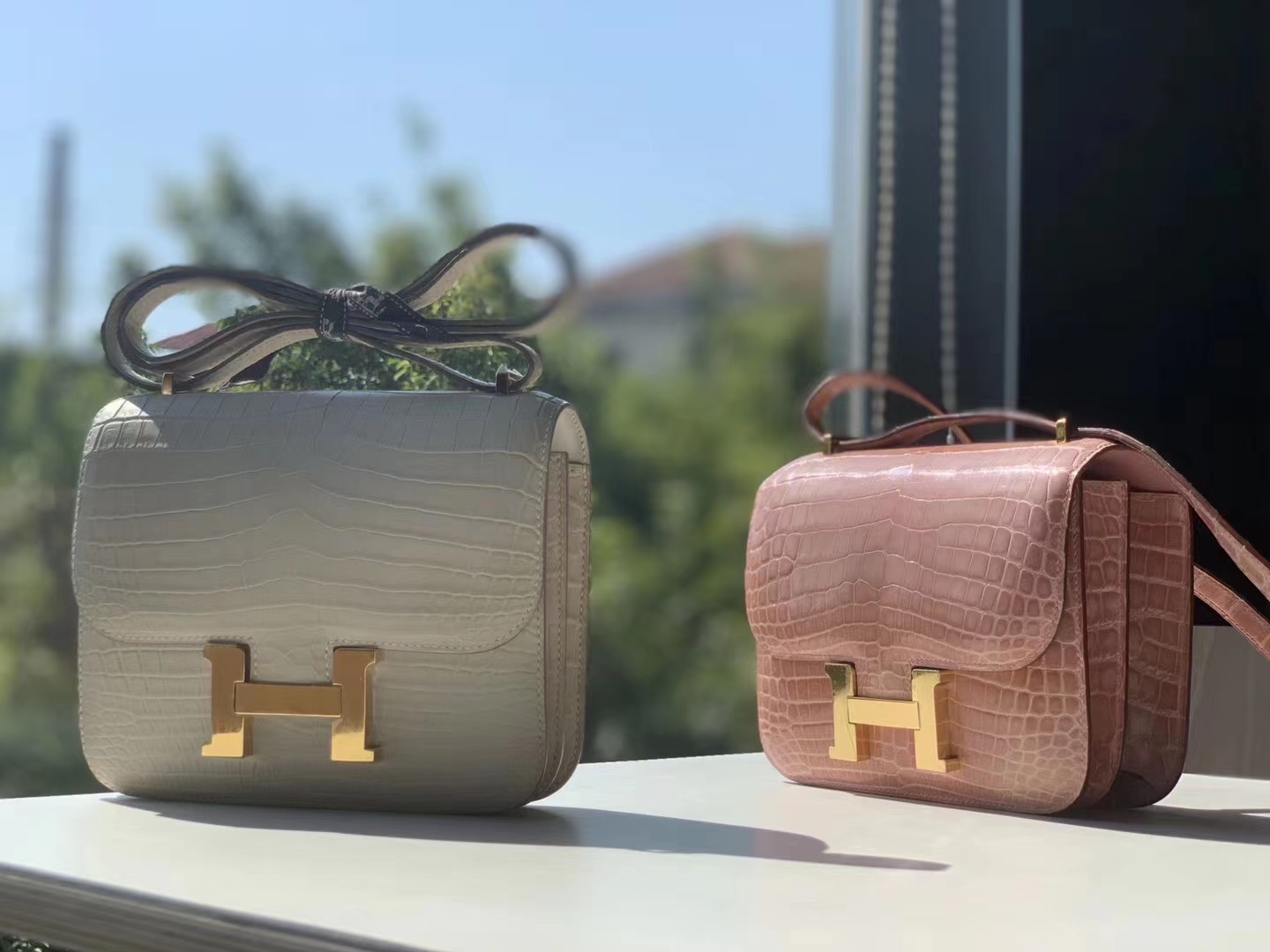 HERMES 康康 空姐包 Constance 鳄鱼 金扣 银扣 可接受定制 海鸥灰-铂金女王 HERMES 康康 空姐包 Constance 鳄鱼 金扣 银扣 可接受定制 海鸥灰