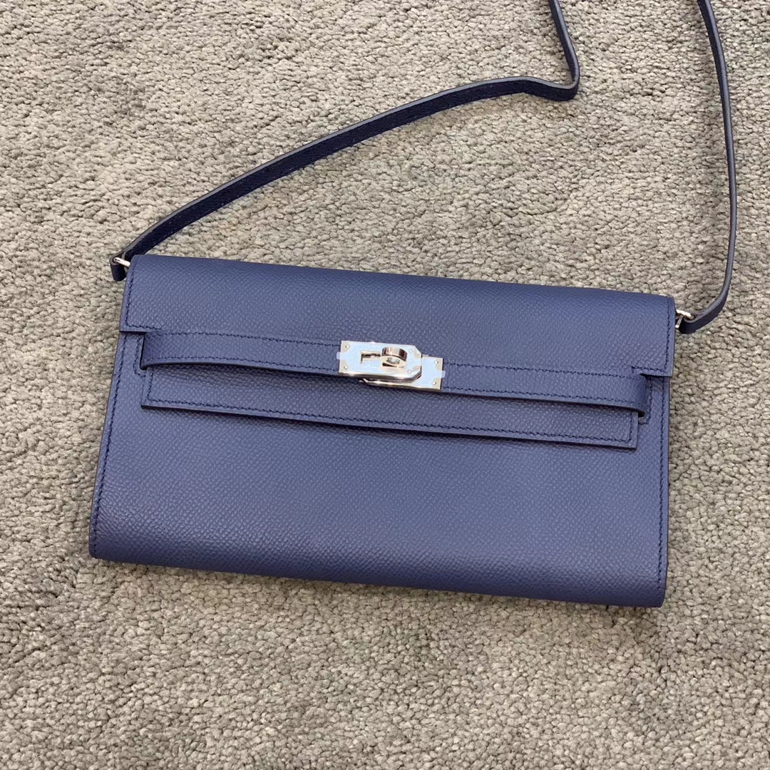 HERMES Kelly Classique To Go 长肩带钱包 Epsom皮 风暴蓝 现货-铂金女王 HERMES Kelly Classique To Go 长肩带钱包 Epsom皮 风暴蓝 现货