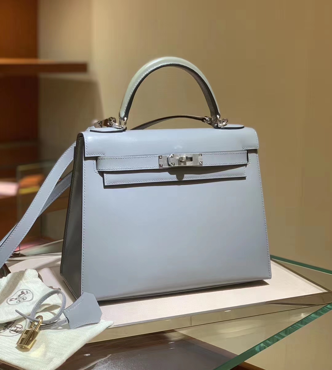 HERMES爱马仕 海鸥灰 BOX皮 凯莉包 Kelly 金扣银扣 现货 可接受订货