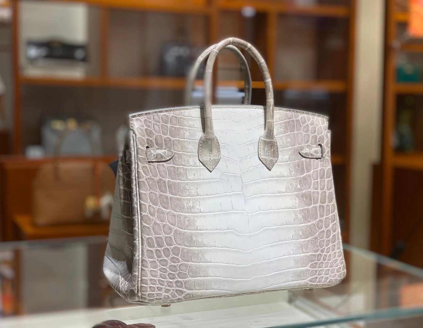 HERMES爱马仕 喜马拉雅 Birkin 25CM 金扣银扣 现货 可接受订货 原厂进口鳄鱼皮