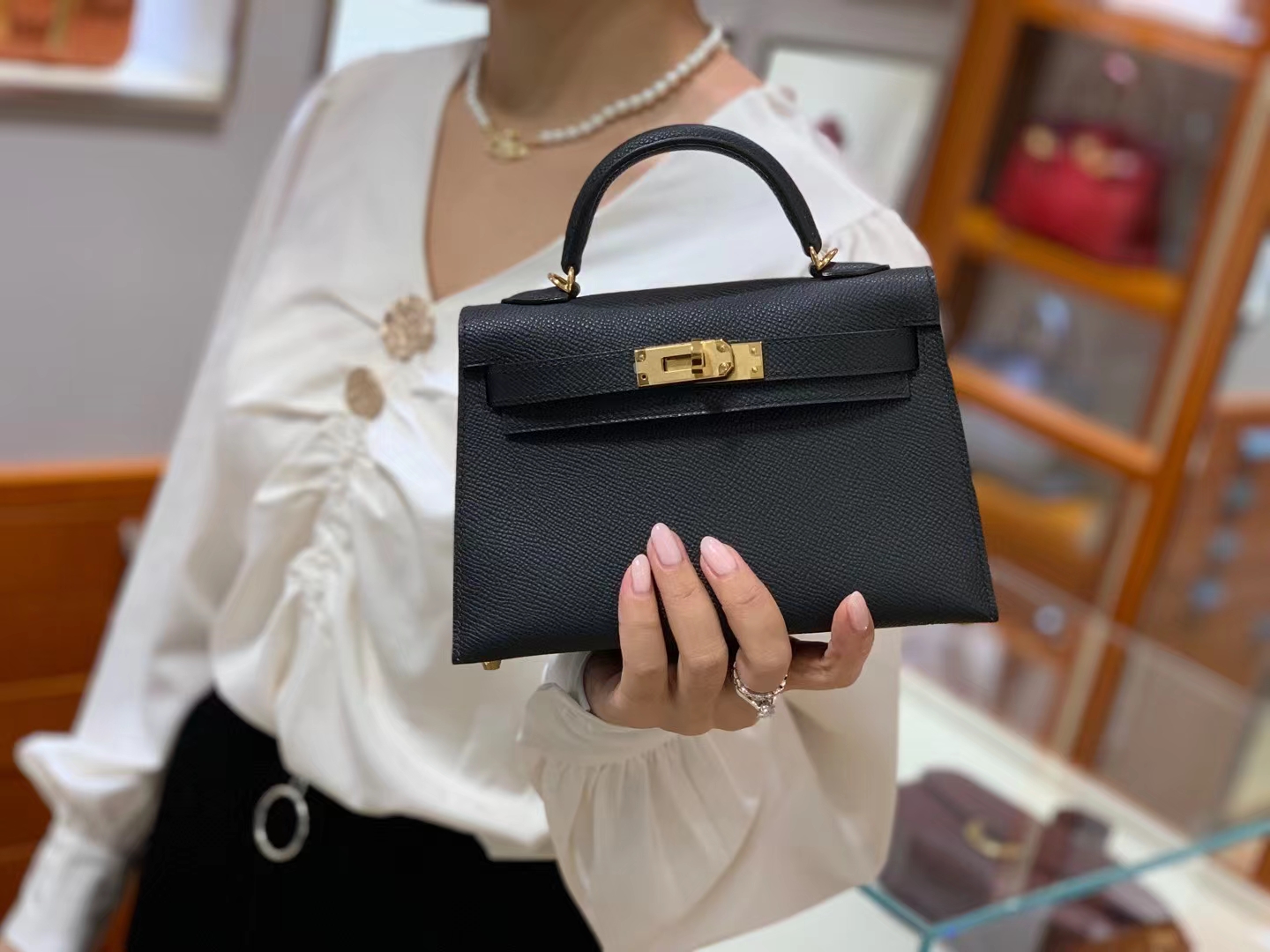 爱马仕 Hermes Kelly 二代 Epsom皮 黑色 现货-铂金女王 爱马仕 Hermes Kelly 二代 Epsom皮 黑色 现货
