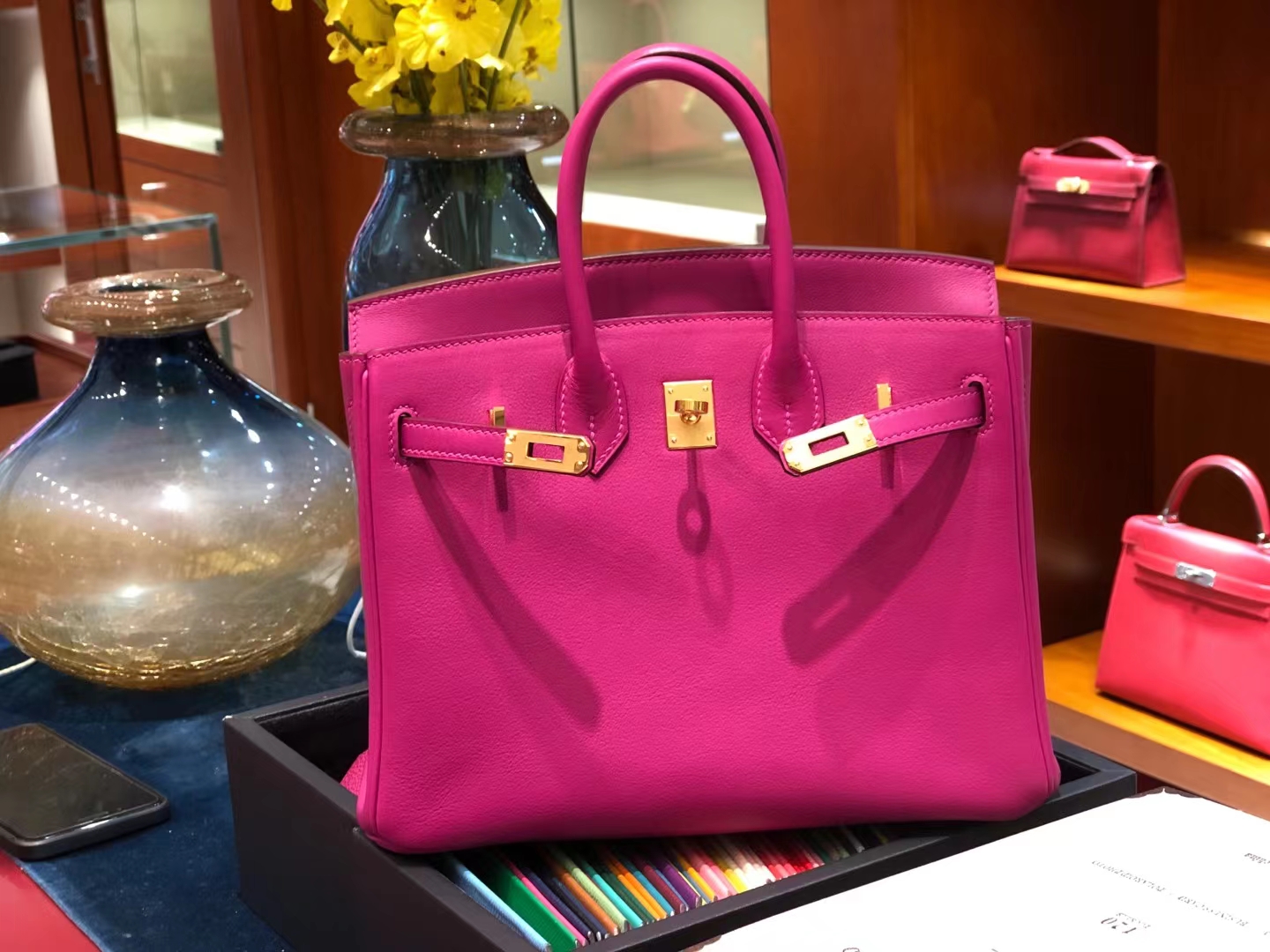 爱马仕 HERMES Birkin 25 swift皮 玫瑰紫 金扣 现货