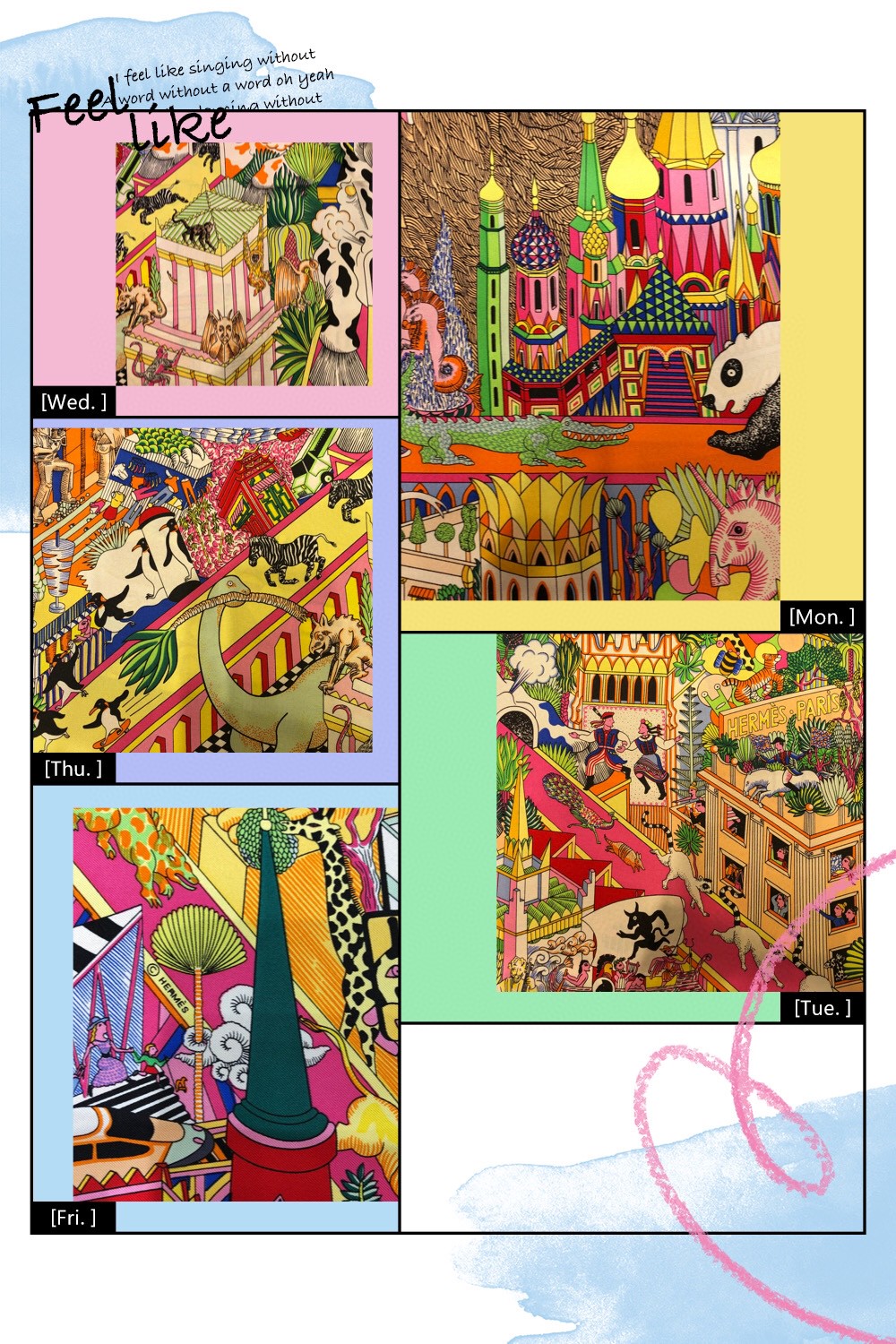 HERMES 爱马仕 夏季新款《动物之城丝巾》紫色 Size：90x90cm 100%真丝