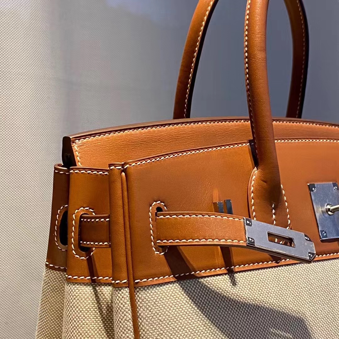 HERMES 爱马仕 铂金 Birkin Barenia canvas 今夏最值得入手的新铂金拼帆布