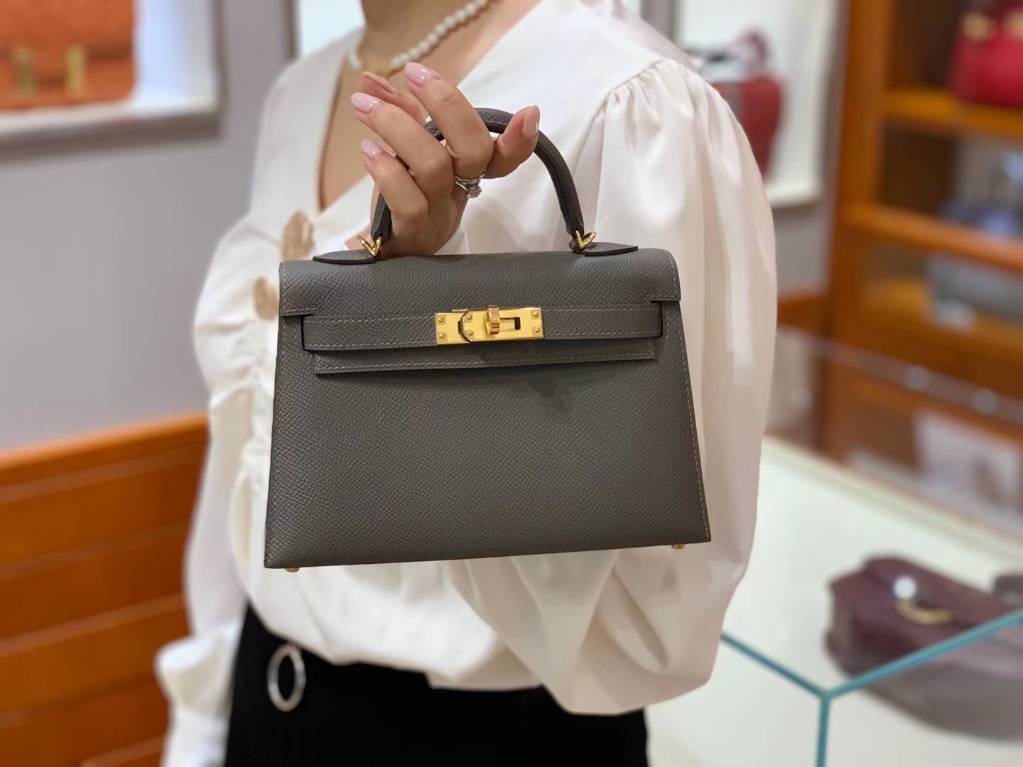 爱马仕 Hermes Kelly 二代 Epsom皮 锡器灰 现货-铂金女王 爱马仕 Hermes Kelly 二代 Epsom皮 锡器灰 现货