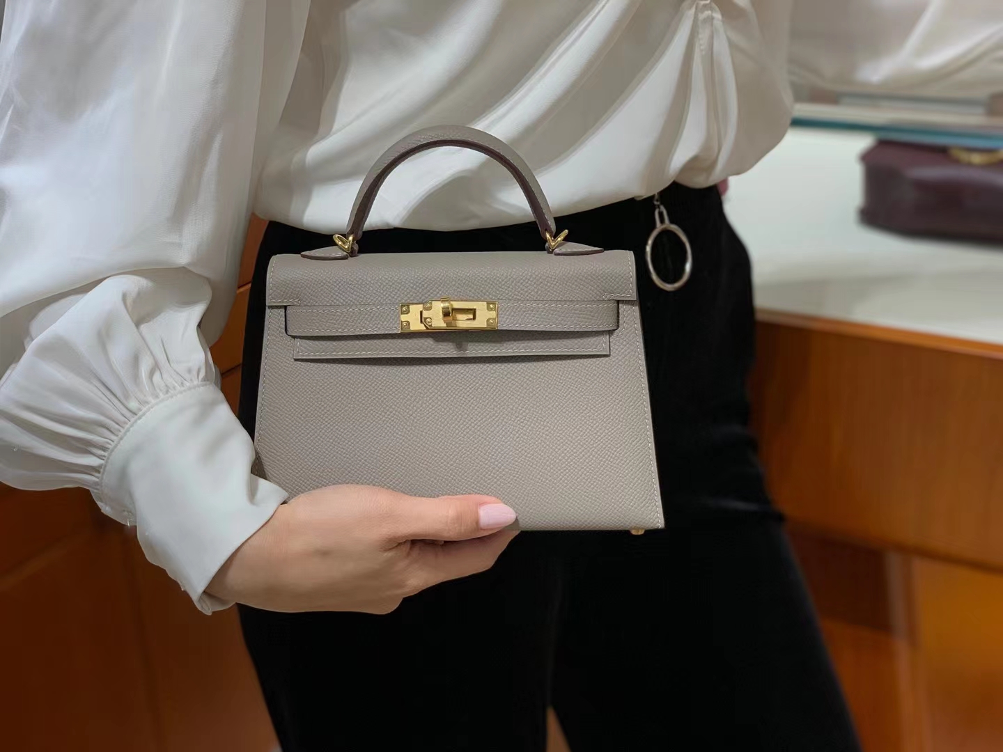 爱马仕 Hermes Kelly 二代 Epsom皮 沥青灰 现货-铂金女王 爱马仕 Hermes Kelly 二代 Epsom皮 沥青灰 现货