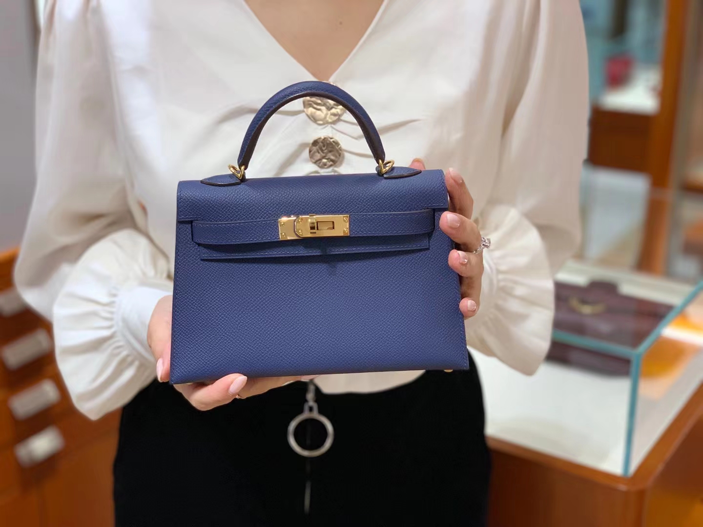 爱马仕 Hermes Kelly 二代 Epsom皮 宝石蓝 现货-铂金女王 爱马仕 Hermes Kelly 二代 Epsom皮 宝石蓝 现货