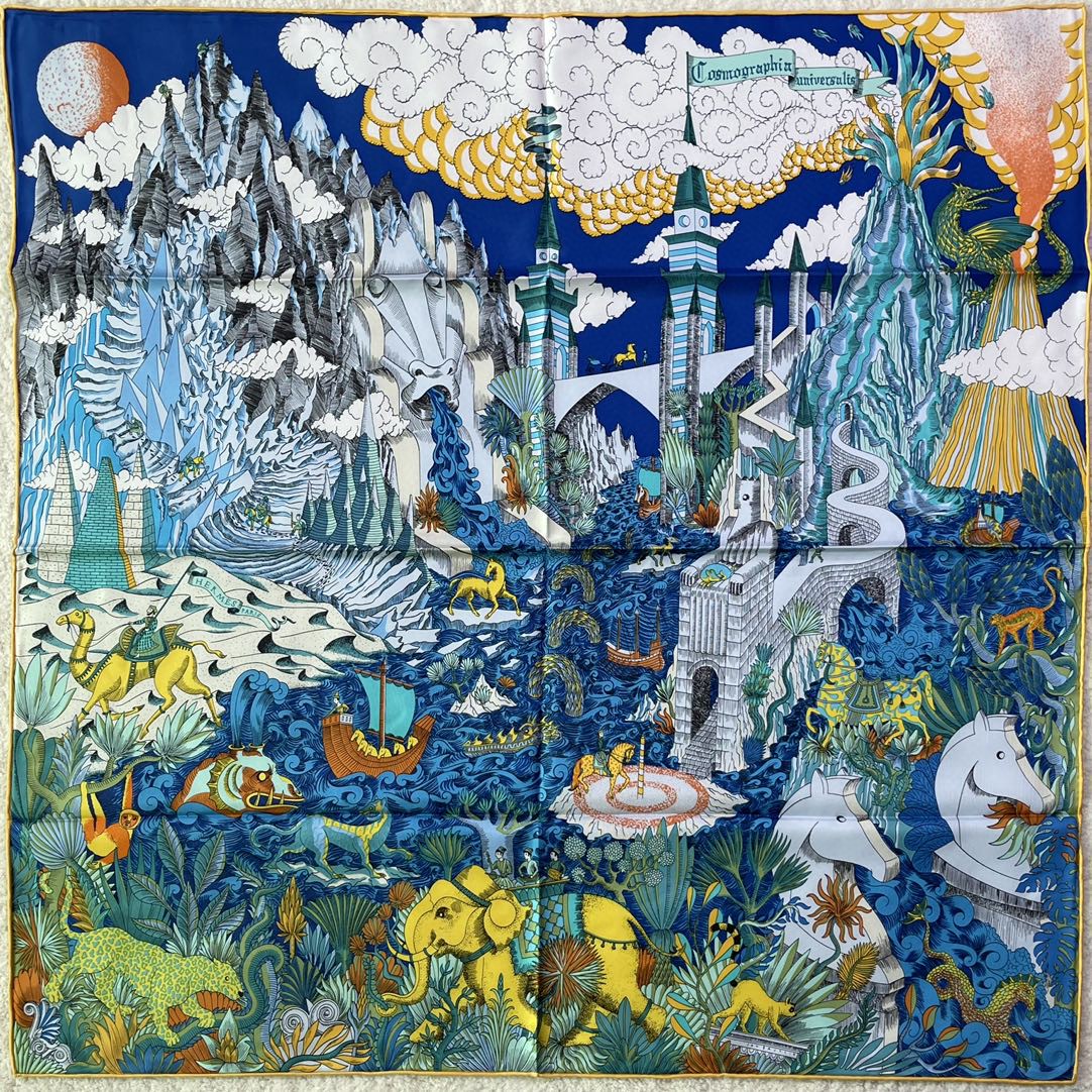 爱马仕 HERMES 21年新款 真丝方巾 电光蓝 18姆米 100%斜纹真丝 90*90cm
