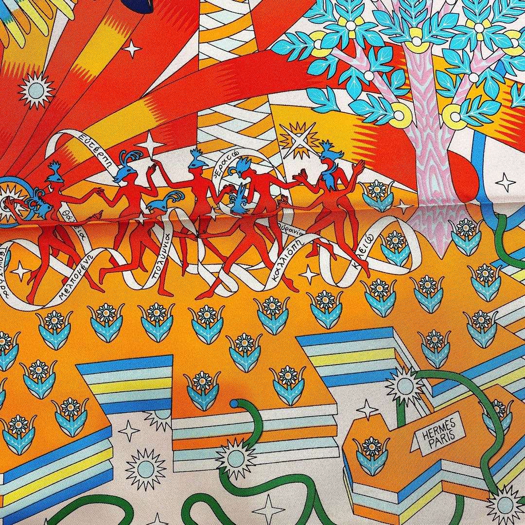 HERMES 21年夏季新款丝巾《飞马之源》粉色 90x90cm 100%真丝材质