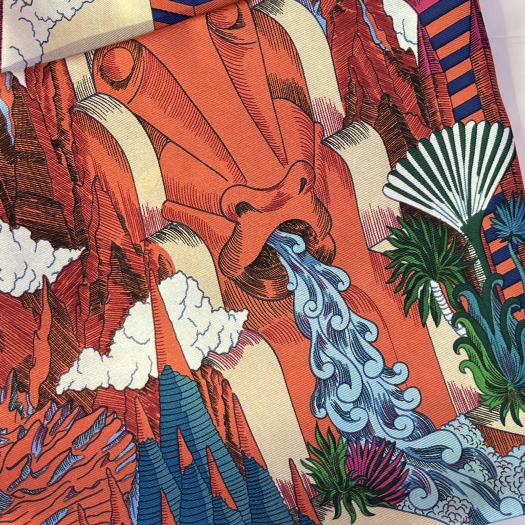 爱马仕 HERMES 21年新款 真丝方巾 蓝色 18姆米 100%斜纹真丝 90*90cm