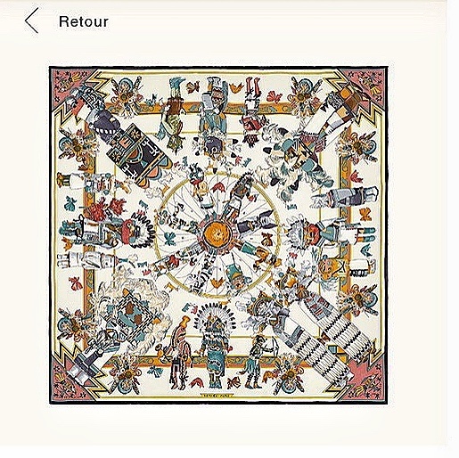 HERMES夏季新款《卡奇纳神丝巾》白色 Size：90x90cm 100%真丝