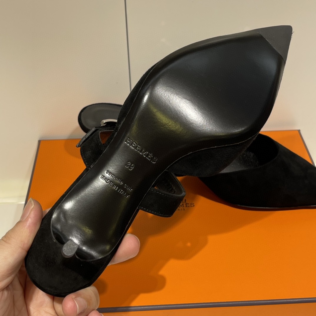 爱马仕 Blink 穆勒鞋 实拍图片~ 麂皮 树羔皮底 上脚超舒服~ 跟高3cm  35-41码 正码