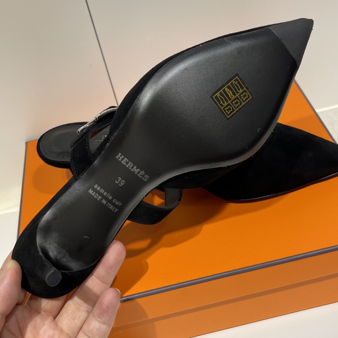 爱马仕 Blink 穆勒鞋 实拍图片~ 麂皮 树羔皮底 上脚超舒服~ 跟高3cm  35-41码 正码