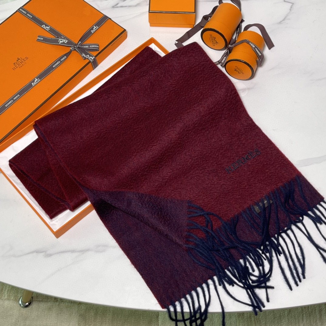 HERMES 爱马仕 秋冬新款羊绒围巾   两用AB面 情侣款 男女通用 30*180cm 5A级纯羊绒 原版全套包装