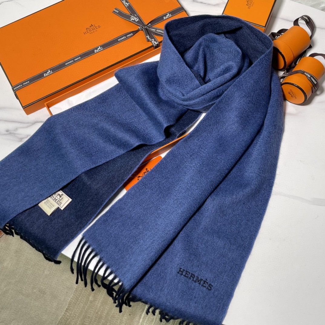 HERMES 爱马仕 秋冬新款羊绒围巾   两用AB面 情侣款 男女通用 30*180cm 5A级纯羊绒 原版全套包装