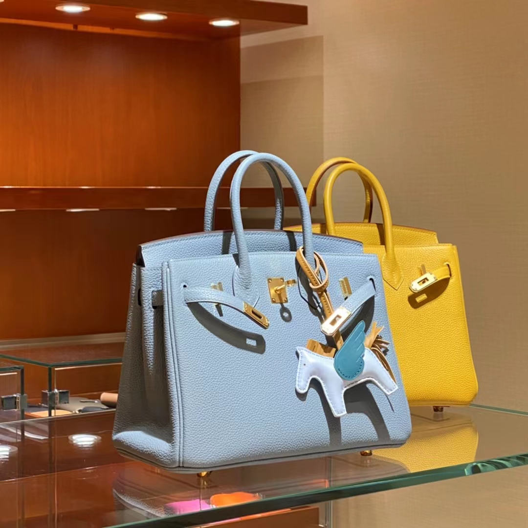 HERMES 爱马仕 Birkin铂金包 金扣 微风兰 琥珀黄  25cm