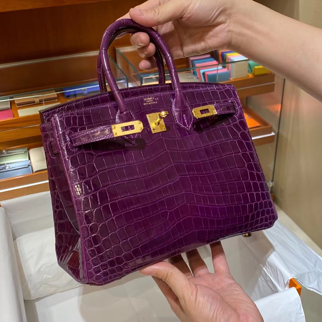 HERMES官网 香港爱马仕 铂金包 Birkin 金扣 葡萄紫 代工厂出品