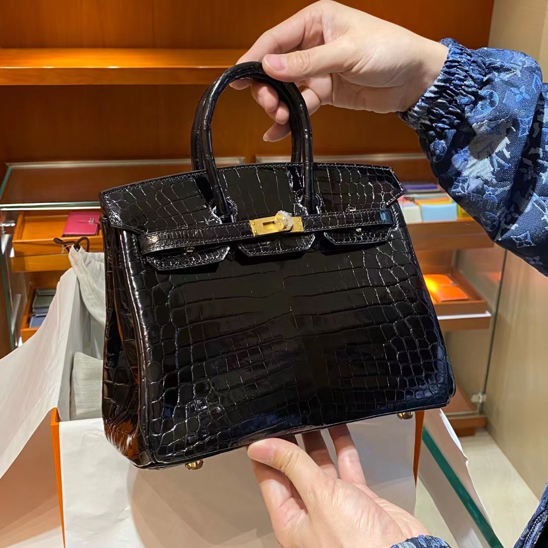 HERMES 爱马仕香港官网 鳄鱼皮 经典黑色 Birkin 25-铂金女王 HERMES 爱马仕香港官网 鳄鱼皮 经典黑色 Birkin 25