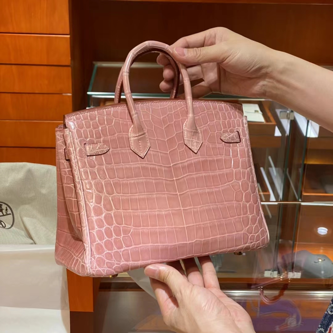 HERMES 爱马仕 铂金包 Birkin 金扣 鳄鱼肚皮 樱花粉-铂金女王 HERMES 爱马仕 铂金包 Birkin 金扣 鳄鱼肚皮 樱花粉