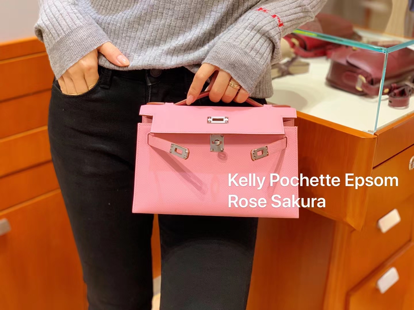  爱马仕 HERMES Mini Kelly 一代 玫瑰粉 Epsom 配全套专柜原包装